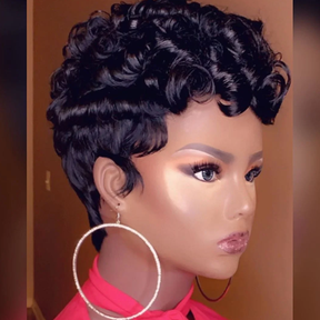 Pixie Cut Short Bob Curly Wig With Bangs - 5