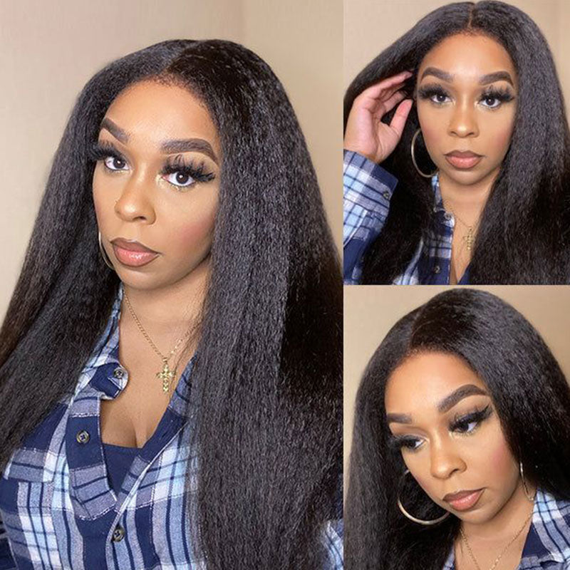 Kinky Edges Hairline Glueless 7x5 Undetectable Lace Front Wig Kinky ...