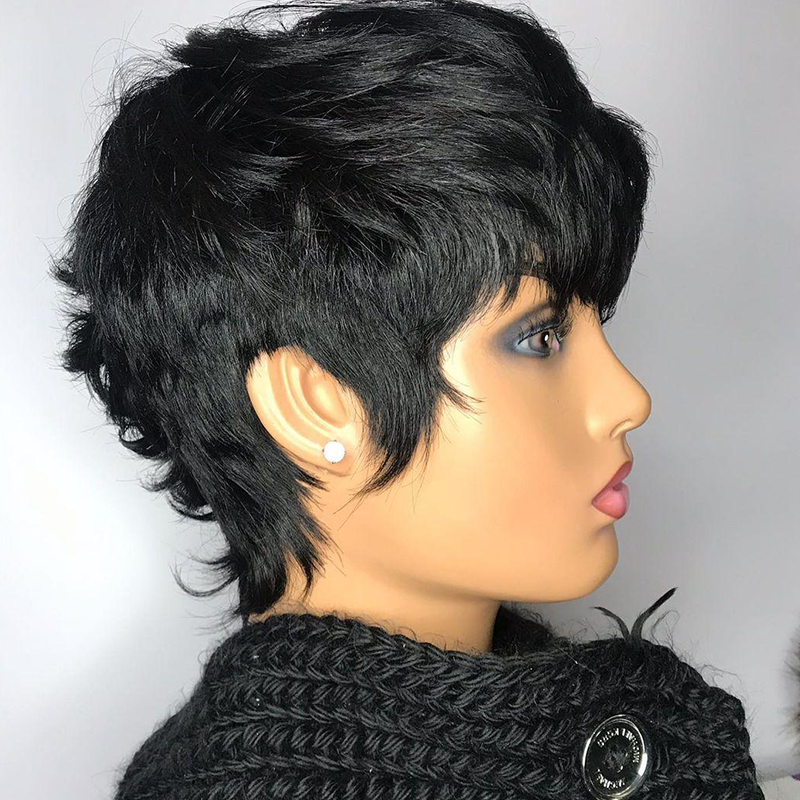 Dilciabynature Style Short Bob Wig With Razor Cut Bangs - 1