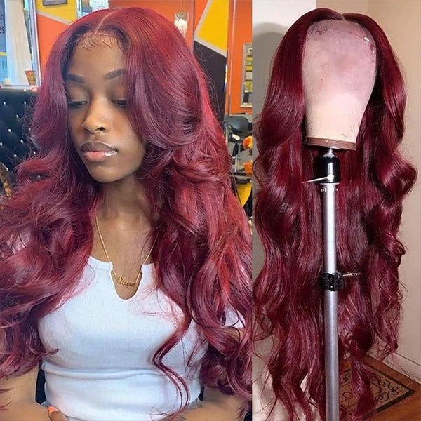 <span class="hot-icon"><img src="https://cdn.shopify.com/s/files/1/0555/4277/6110/files/tagweargo.png" alt="Wear Go Icon" width="50" height="19"> Burgundy Body Wave Glueless 5x5 HD Lace Front Wig