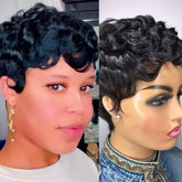 <span class="hot-icon"><img src="https://cdn.shopify.com/s/files/1/0555/4277/6110/files/pinkhottag.png?v=1701162684" alt="Hot Icon" width="30" height="20"> </span> Swirl Curls Pixie Cut Short Wig With Bangs