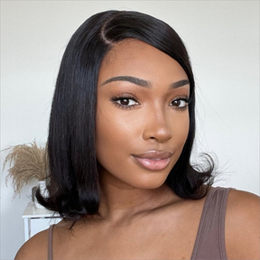Silky Straight Bob Wig With Swoop Bangs
