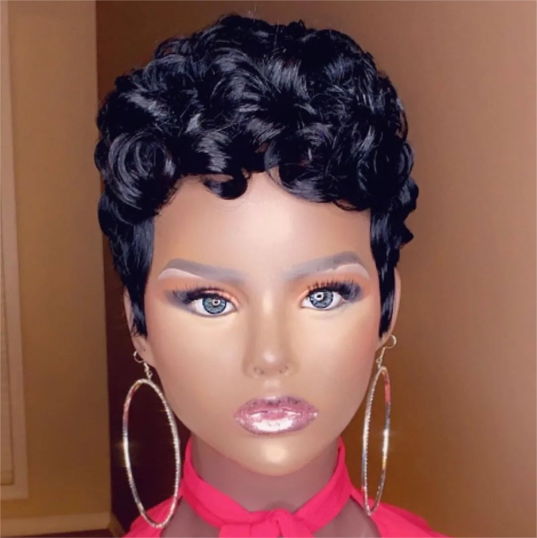 <span class="hot-icon"><img src="https://cdn.shopify.com/s/files/1/0555/4277/6110/files/pinkhottag.png?v=1701162684" alt="Hot Icon" width="30" height="20"> </span> Swirl Curls Pixie Cut Short Wig With Bangs