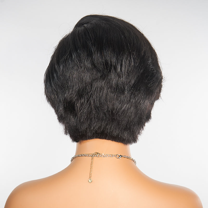 Pixie Cut Short Bob Wig With Side-Swept Bangs