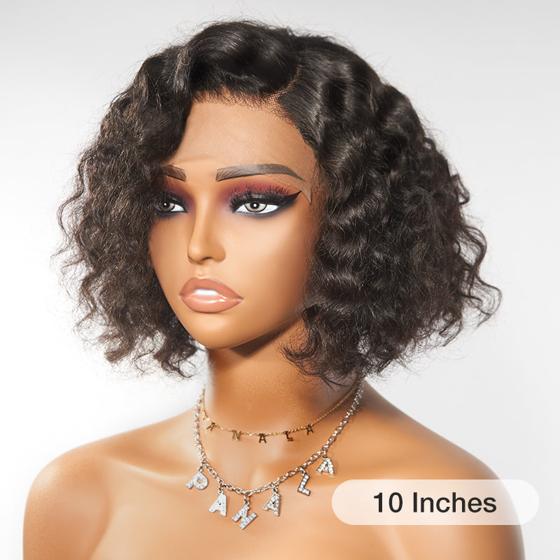 Water Wave Bob Wig Undetectable HD Lace Glueless Wig 100% Human Hair