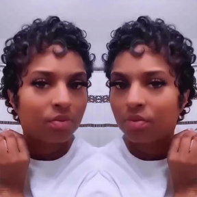 Curly Pixie Cut Short Bob Wig With Bangs - 1