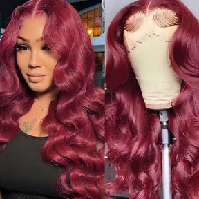 Burgundy Body Wave Glueless 7x5 HD Lace Front Wig - 1
