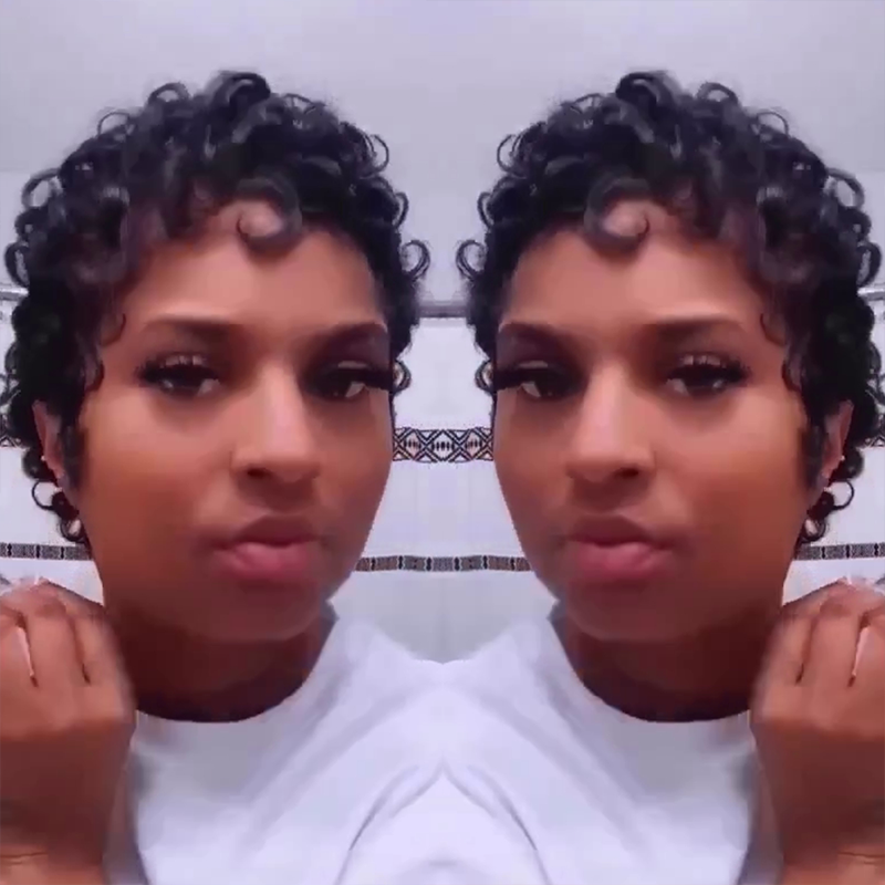 Curly Pixie Cut Short Bob Wig With Bangs - 1