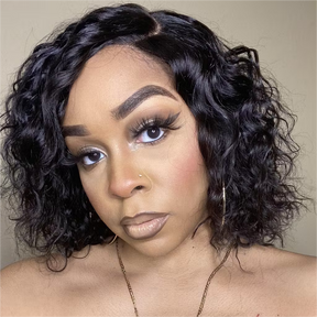 Water Wave Bob Wig Indétectable HD Lace Glueless Wig 100% Cheveux Humains 