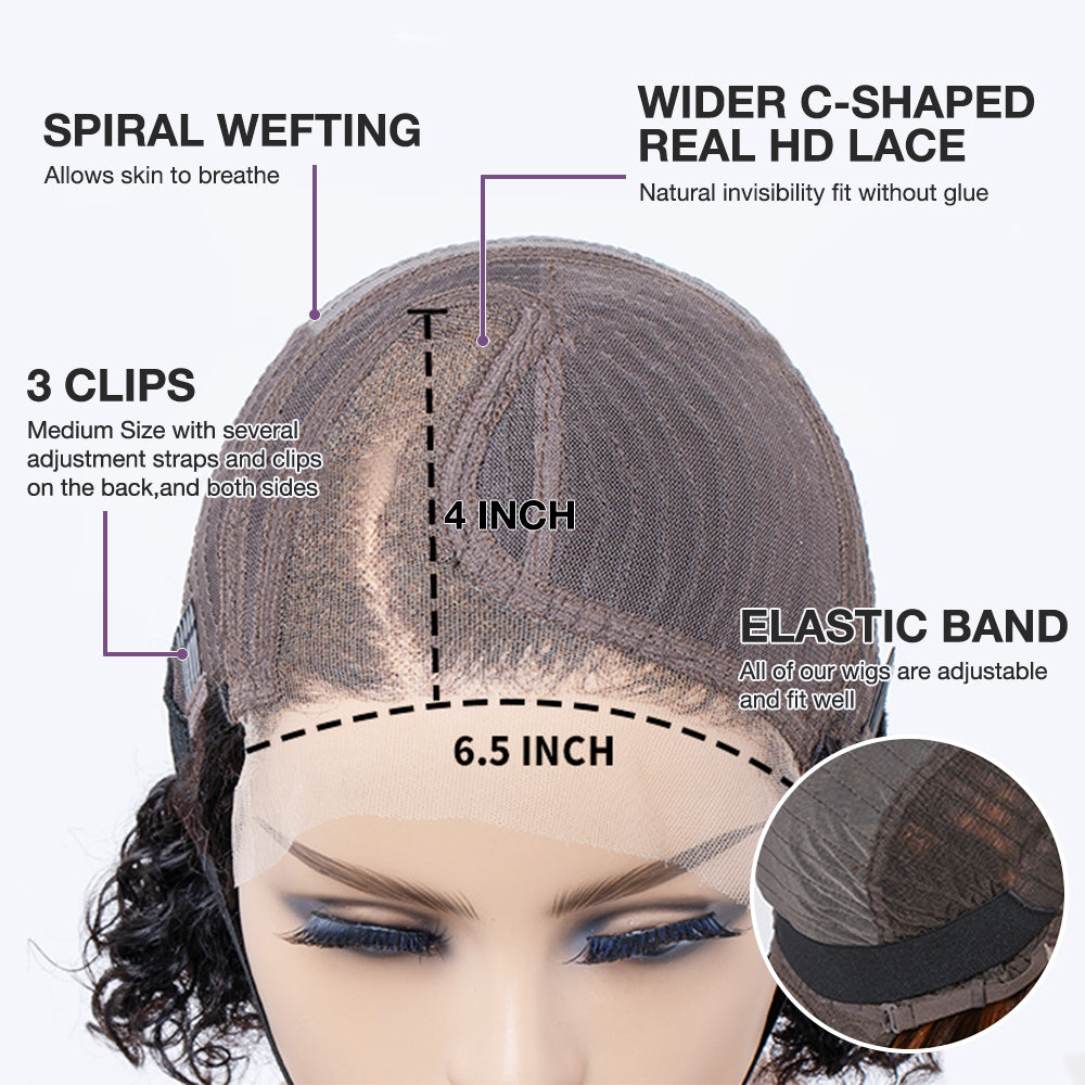 Curly Bob Wig Indétectable HD Lace Glueless Wig 100% Cheveux Humains 