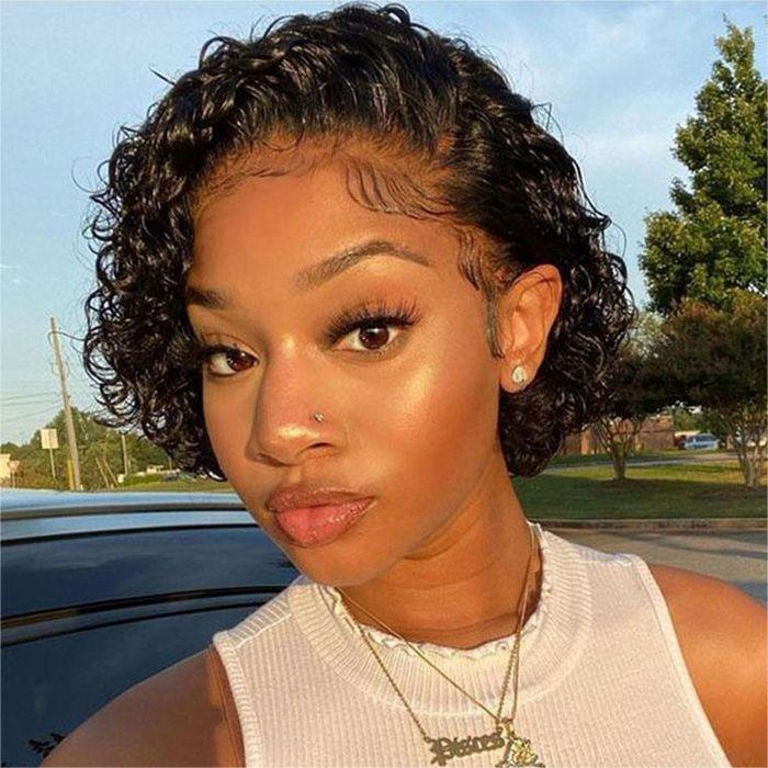 Curly Bob Lace Front Wig Human Hair