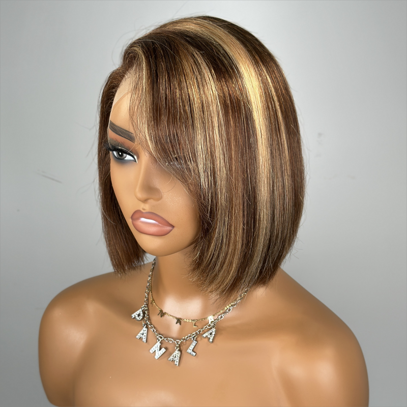 #P4/27 Cute Side Part Bob Wig With Side-Swept Bangs