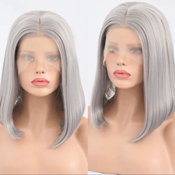 Grey 13x4 HD Lace Bob Wig 100% Human Hair