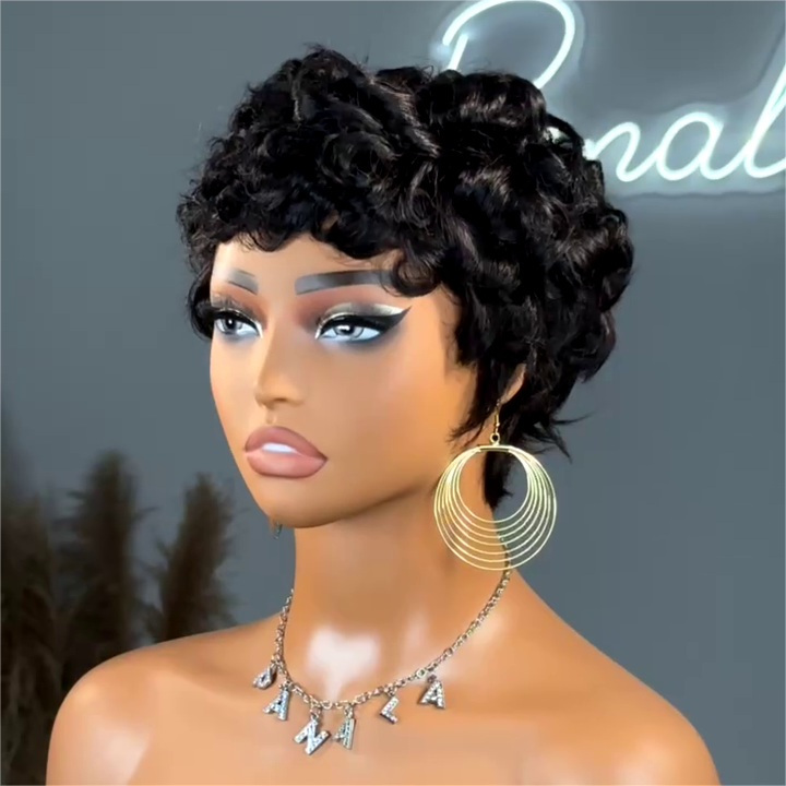 <span class="hot-icon"><img src="https://cdn.shopify.com/s/files/1/0555/4277/6110/files/pinkhottag.png?v=1701162684" alt="Hot Icon" width="30" height="20"> </span> Swirl Curls Pixie Cut Short Wig 100% Human Hair