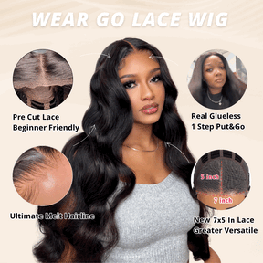 Trendy Layered Cut Loose Body Wave Closure HD Lace Glueless Long Wig 100% Human Hair