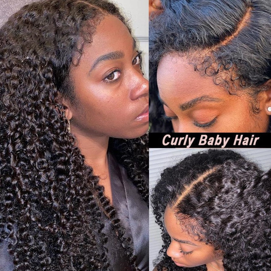 Curly Baby hair 360 HD Lace Front Kinky Curly Wig