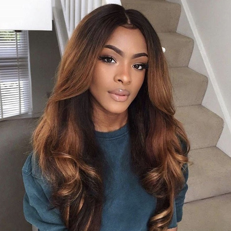 Ombre #1B/30 Blonde Highlight Body Wave 13x4 HD Lace Front Wig
