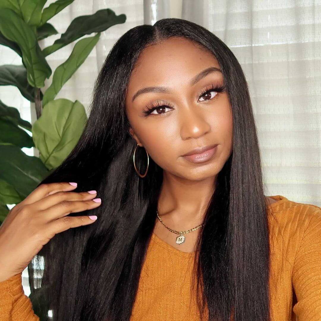 Thin Leave Out Yaki Straight I Part Wig