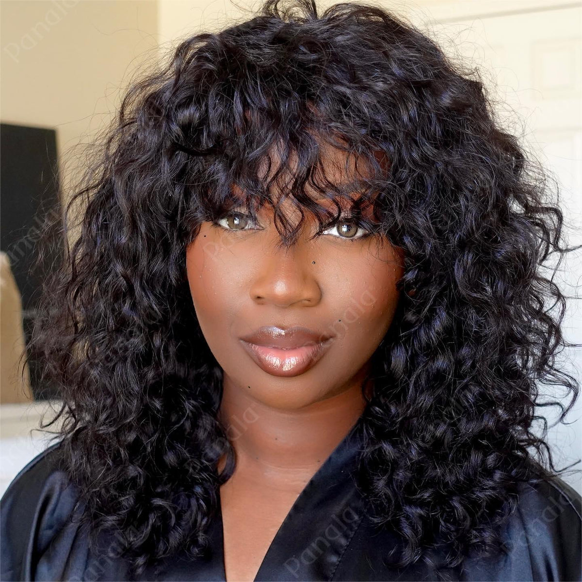 Curly Wig With Bangs⚡1-Min Glueless Install