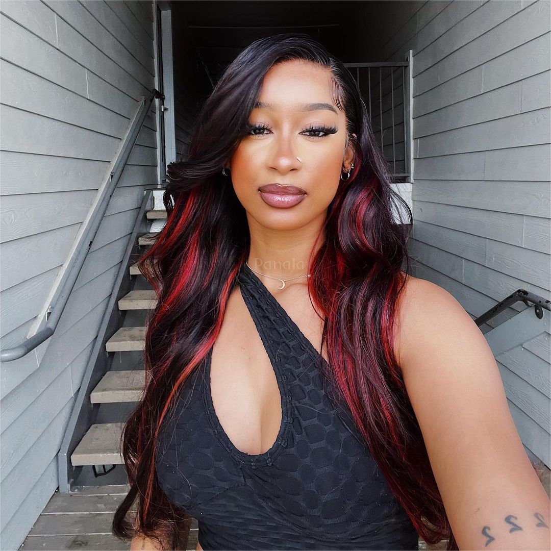 Cherry Red Highlight Body Wave 13x4 HD Lace Front Wig