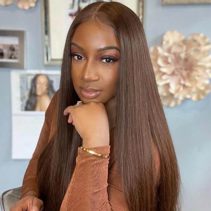 Brown Silky Straight 13x4 HD Lace Front Wig