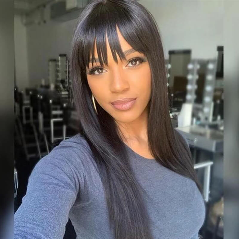 Silky Straight Wig With Bangs