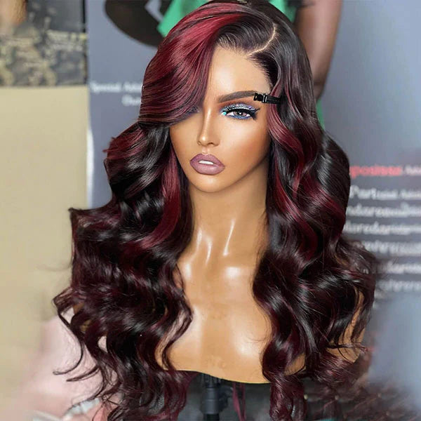 Burgundy Highlight Body Wave 13x4 HD Lace Front Wig